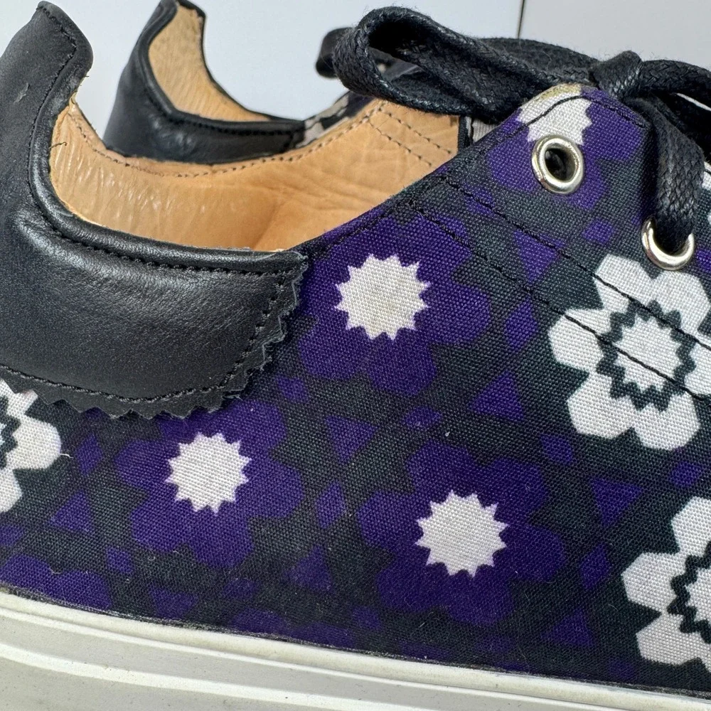 Karmod Floral Print Low Top Sneakers‎ Black Purple White Canvas US Men's 9